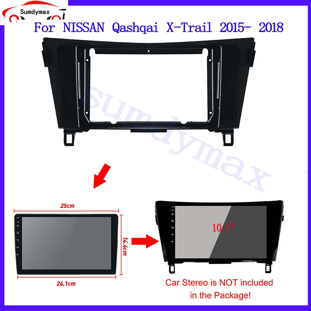 10.1 Inch Car Radio Fascia for NISSAN Qashqai X-Trail 2015- 2018 Dashboard Installation Trim Kit Frame Stereo Panel