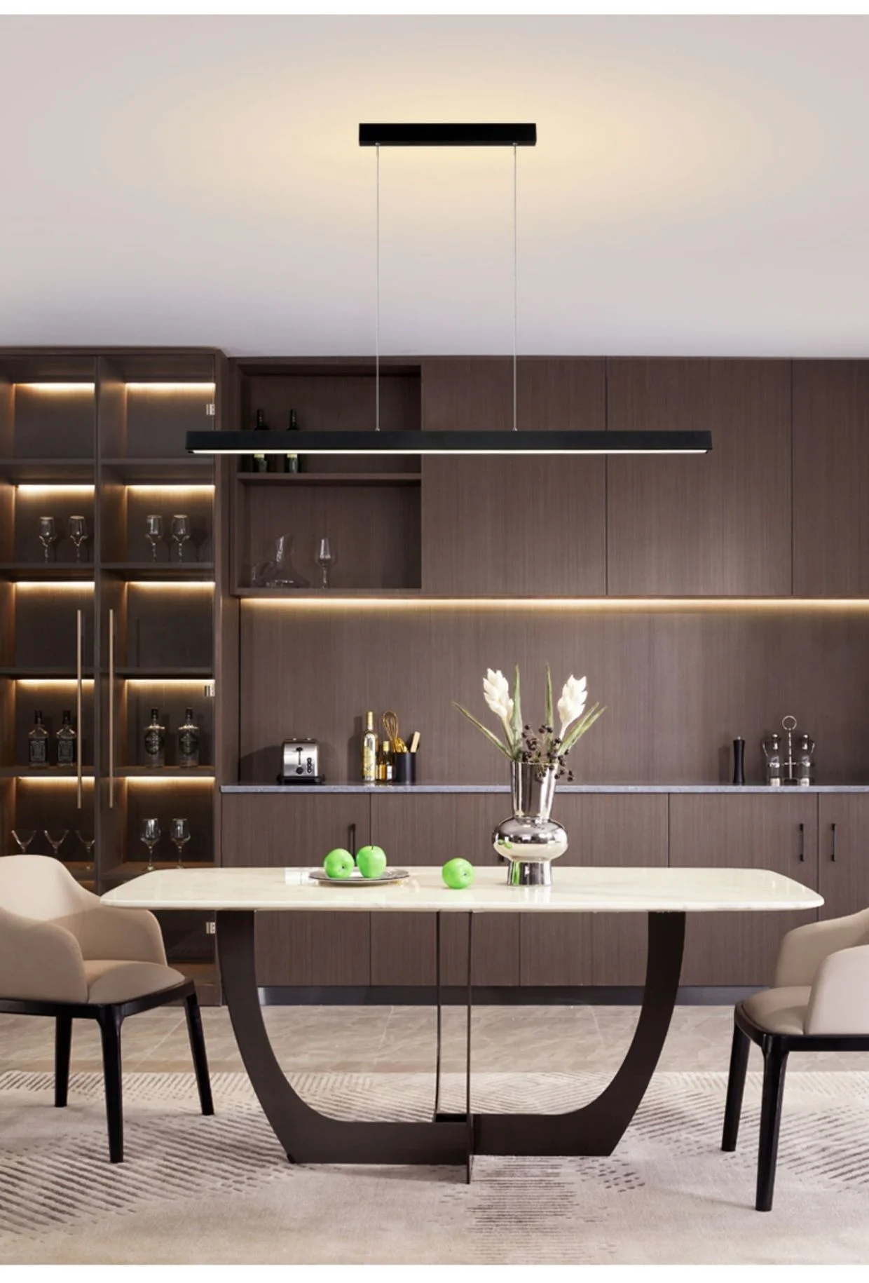 Bar Straight LED Pendant Lights Painted Aluminium Liner
