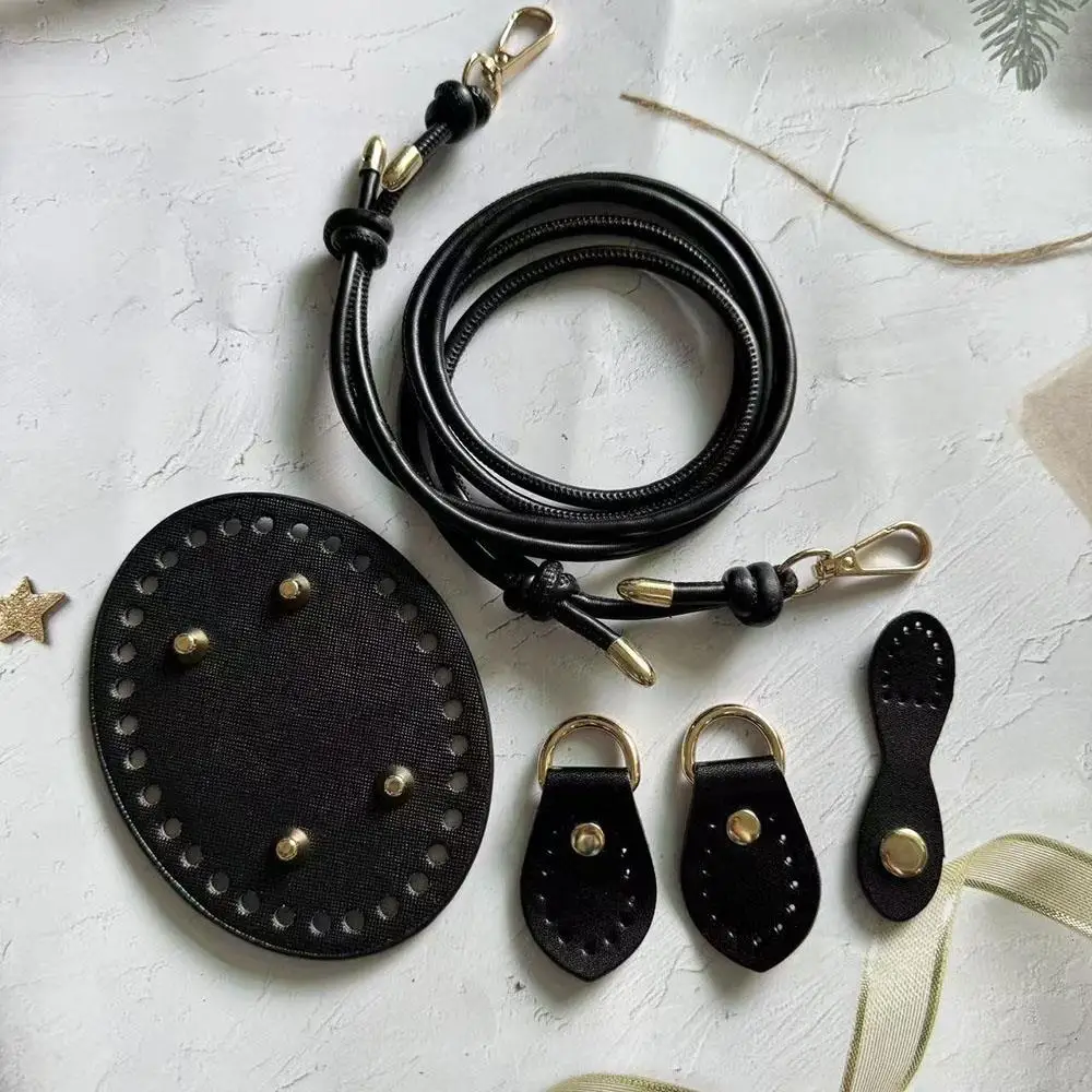 

PU Leather Strap For Oval Long Crochet Bottom Knitted Bag Purse Strap Mount Hook Phone Bag Material Handmade Bag Accessories