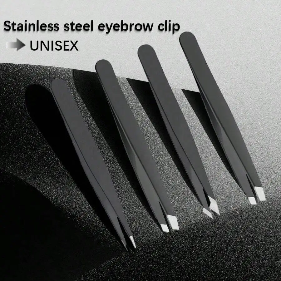 4-Piece Eyebrow Tweezer Set - Professional Stainless Steel Hair Removal And Grooming Tools,  Including Angled Tip Tweezers image 3