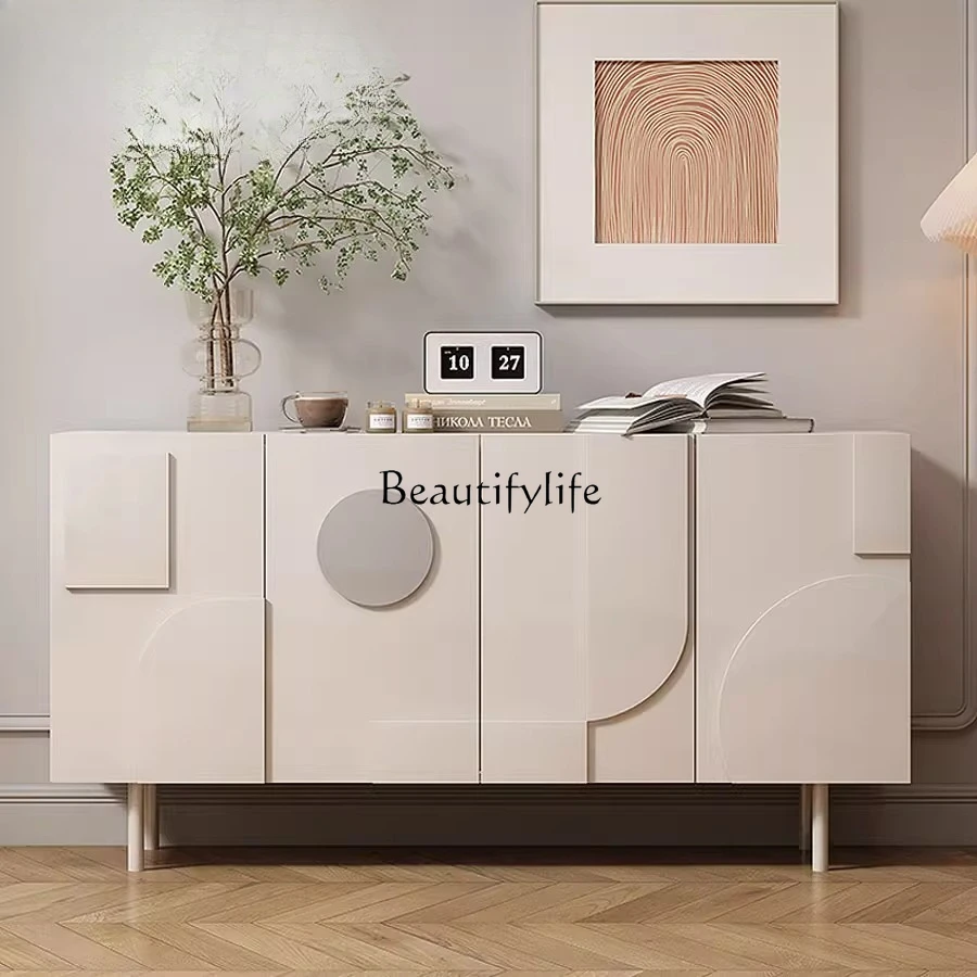 

Cream style dining side cabinet Italian entry porch cabinet Locker simple solid wood