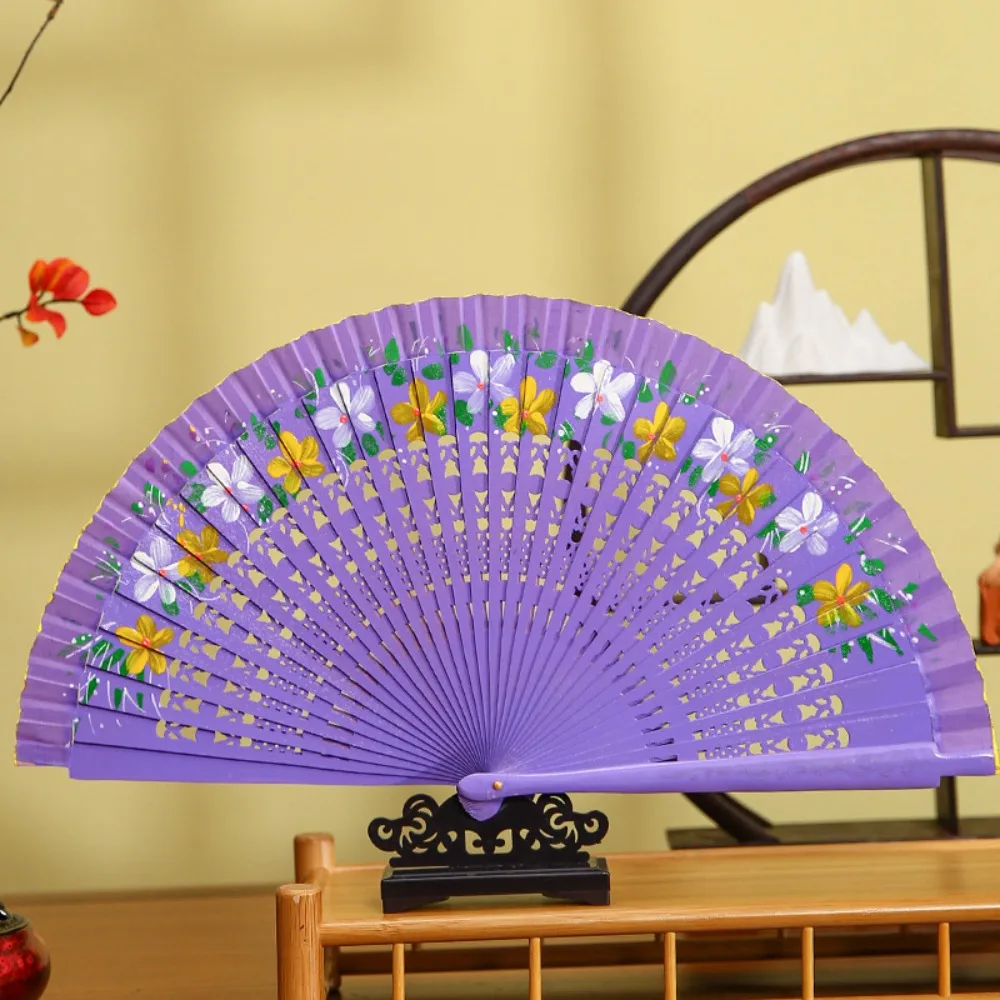 Hand Fan Antique Spanish Wooden Fan Traditional Classic Hand-painted Fan Colorful Decorative Folding Fan Photography Prop