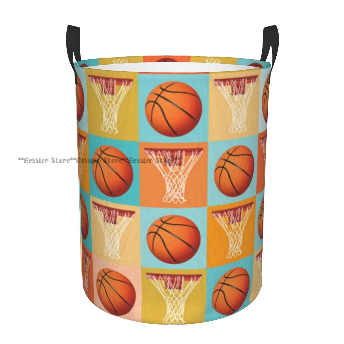 Basketball Pattern Waterproof Storage Bag Household Dirty Laundry Basket Folding Bucket Clothes Organizer