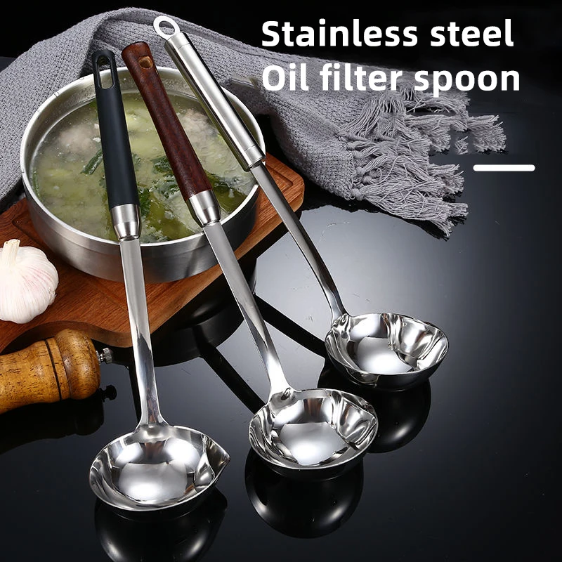 

Obelix Kitchen Colander Spoon Gravy Oil Soup Fat Separator Stainless Steel Filter Grease Spoon Skimmer Oil-Water Separation Tool