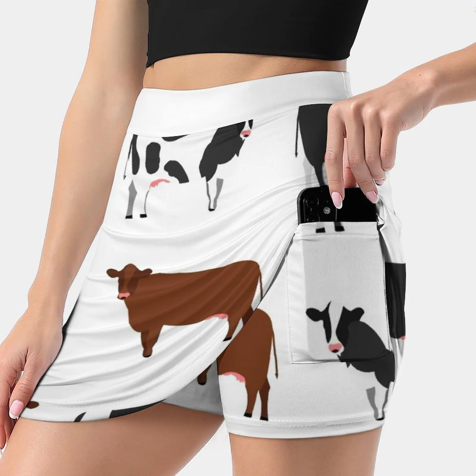 Bonito vacas saias mulher moda 2022 calças saia mini escritório saia curta vaca vaca padrão de vacas animais animais