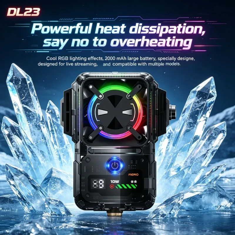 

MEMO DL23 Phone Cooler Semiconductor Cooling Fan Back Clip Digital Display Temp Adjustable Game Live Radiator for IPhone Android