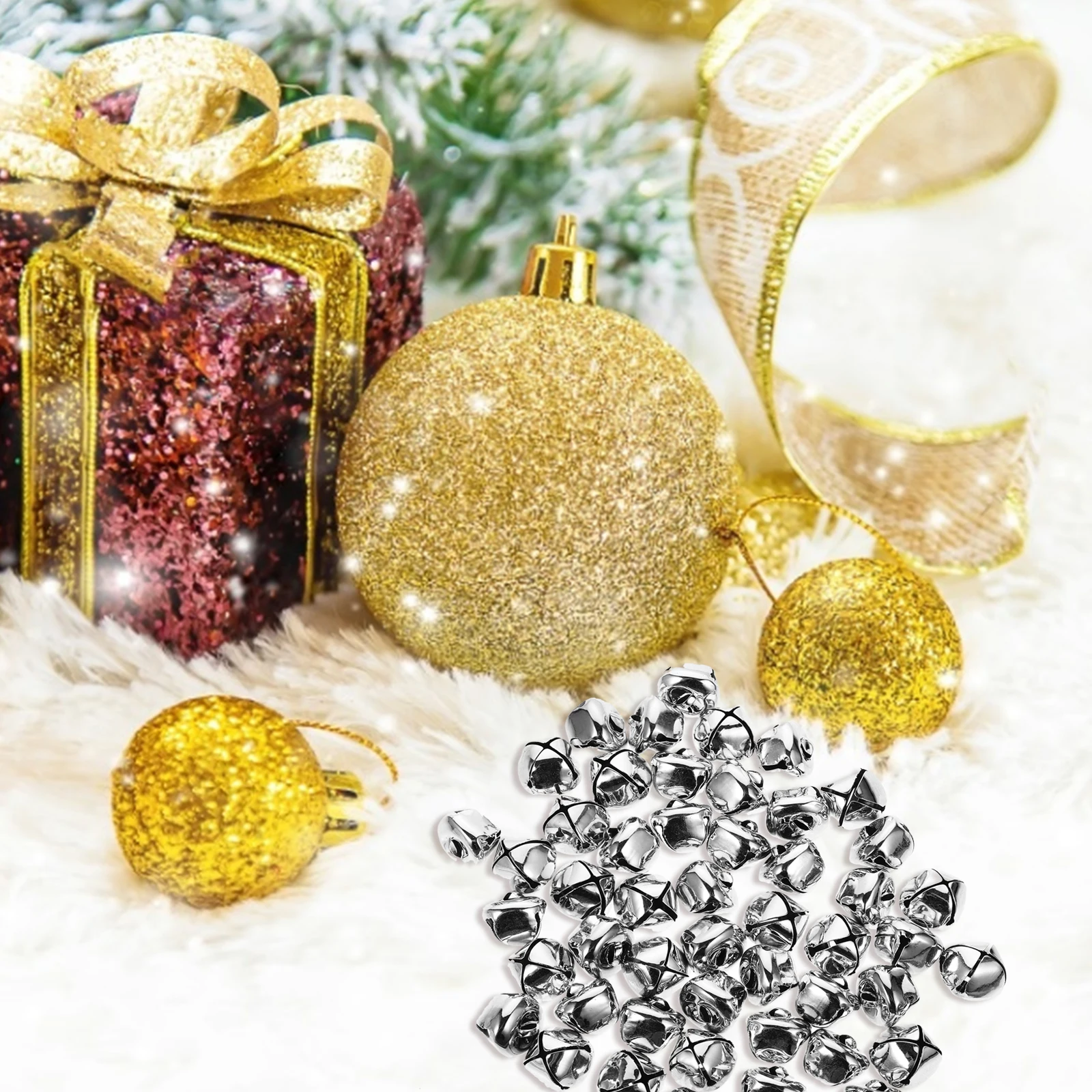 

50Pcs Christmas Bell Decorations Colorful Cross Design Xmas DIY Hanging Ornaments Party Decors Cross Design Bells