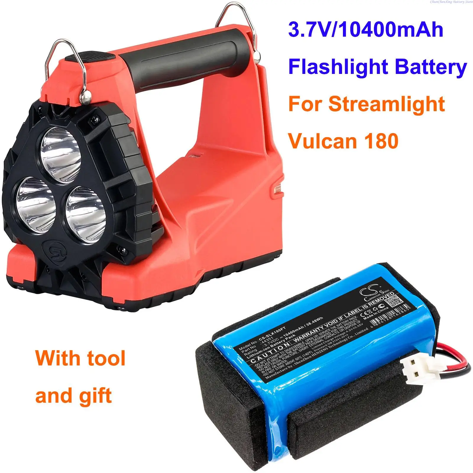 100% NEW 10400mAh Flashlight Battery 44351, 44350 for Streamlight Vulcan 180