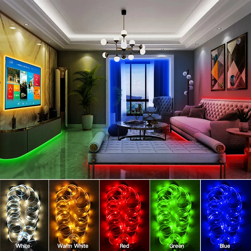 Lampki listwy RGB Led USB kontrola aplikacji Bluetooth 5050 listwa RGBW lampka z podświetleniem taśma wstążka dekoracja do telewizor ścienny pokoju