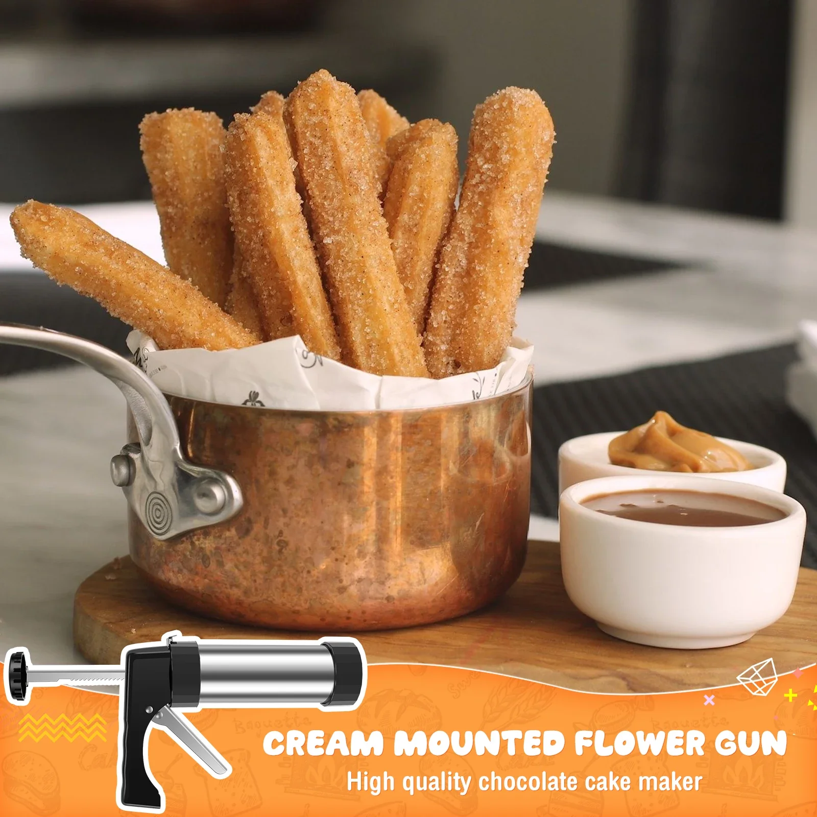 Churro صانع آلة الفولاذ المقاوم للصدأ Churro مجموعة أدوات المسدس متعددة الوظائف Churro مجموعة حشو لتقوم بها بنفسك آلة صانع البسكويت المنزلية Churro