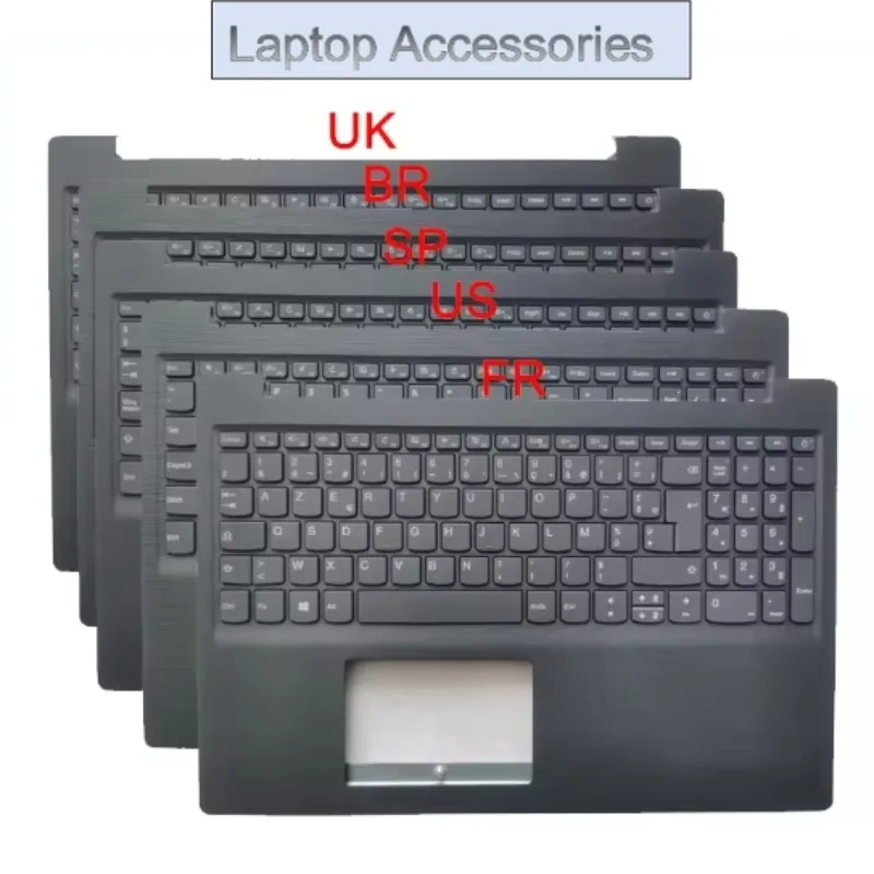 

New Laptop Upper Cover Keyboard for Lenovo IdeaPad V15-IIL V15-IGL V15-ADA V15-IKB IWL Palmrest Shell Case US SP F BR Keyboard