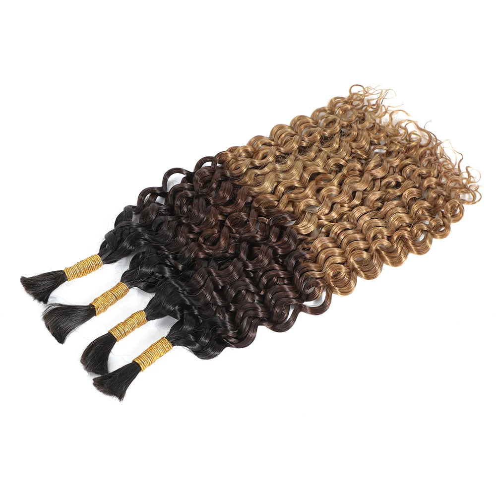 Linhua Bulk intrecciare i capelli umani per Crochet Boho trecce Omber T1B/4 /27 Water Wave Micro trecce bohémien senza nodi Double Drawn