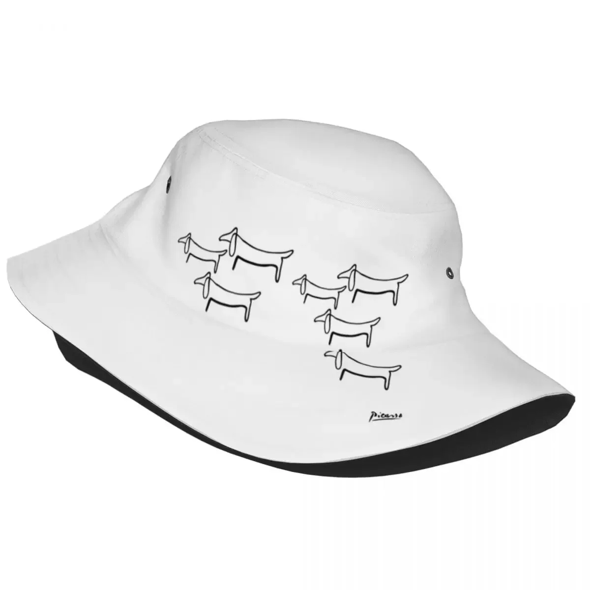 Pablo Picasso Line Art Wild Wiener Dog Dachshund Pattern Artwork Bucket Hats Summer Travel Beach malist Animal Sketches Hats