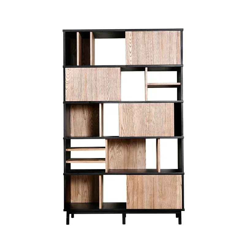 Minimalist Solid Wood Display Cabinet Living Room Showcase Study Floor Wall Decoration Bookcase storage cabinet  furniture