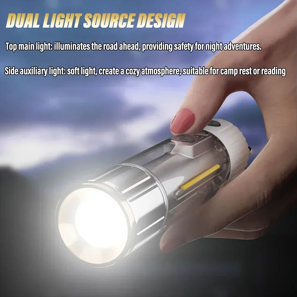 Super Bright LED Flashlight Rechargeable High Power Torch with Magnet Power Bank Function Outdoor Camping Emergency Lantern