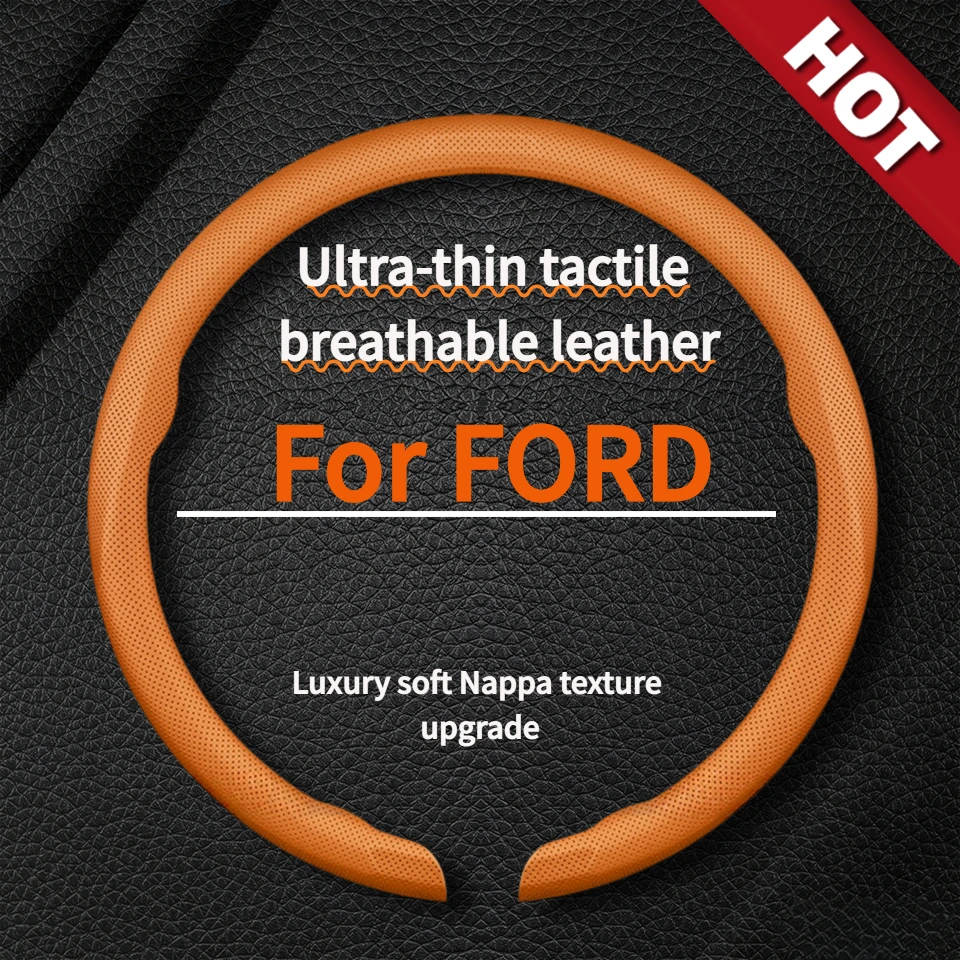 Napapi Rutschfester, atmungsaktiver Lenkradbezug, geeignet für Ford Fiesta MK7, Focus MK3, EcoSport BK, Fiesta MK8, Auto-Dekoration