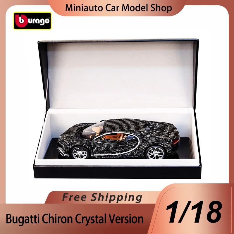 Bburago Bugatti Chiron versión de cristal, juguete de aleación en miniatura, modelo fundido a presión, coche con incrustaciones de cristal, regalo para niños, edición limitada Global, nuevo