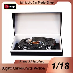 New Global Limited Edition Bburago Bugatti Chiron Crystal Version Alloy Miniature Diecast Model Crystal Inlay Toys Car Kids Gift