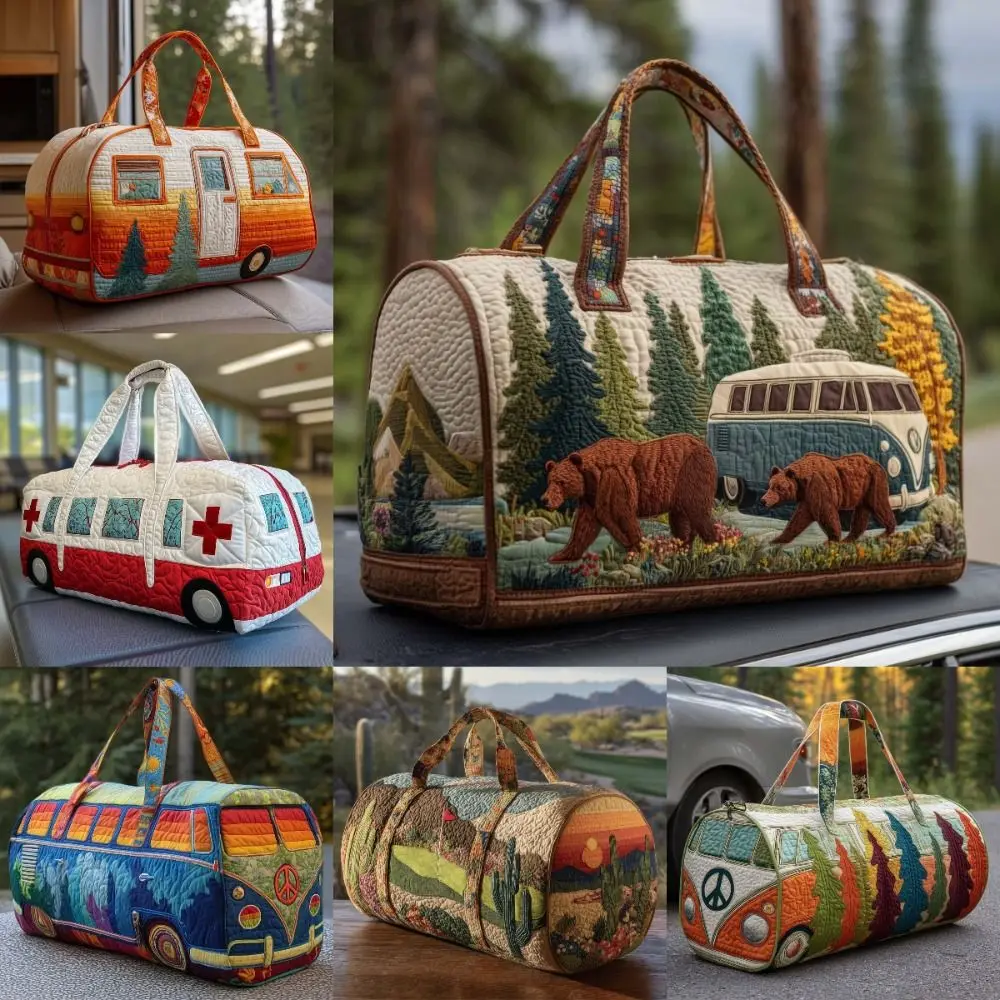 Adjustable Strap Quilted Duffle Bag 3D Quilting Craft Large Capacity Travel Duffel Bag Tote Bags Short-distance Handbag