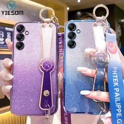Glitter Wrist Strap Case for Samsung Galaxy A17 A16 A26 A36 A56 A15 A25 A35 A55 A14 A24 A34 A54 5G Silicone Phone Bracket Cover