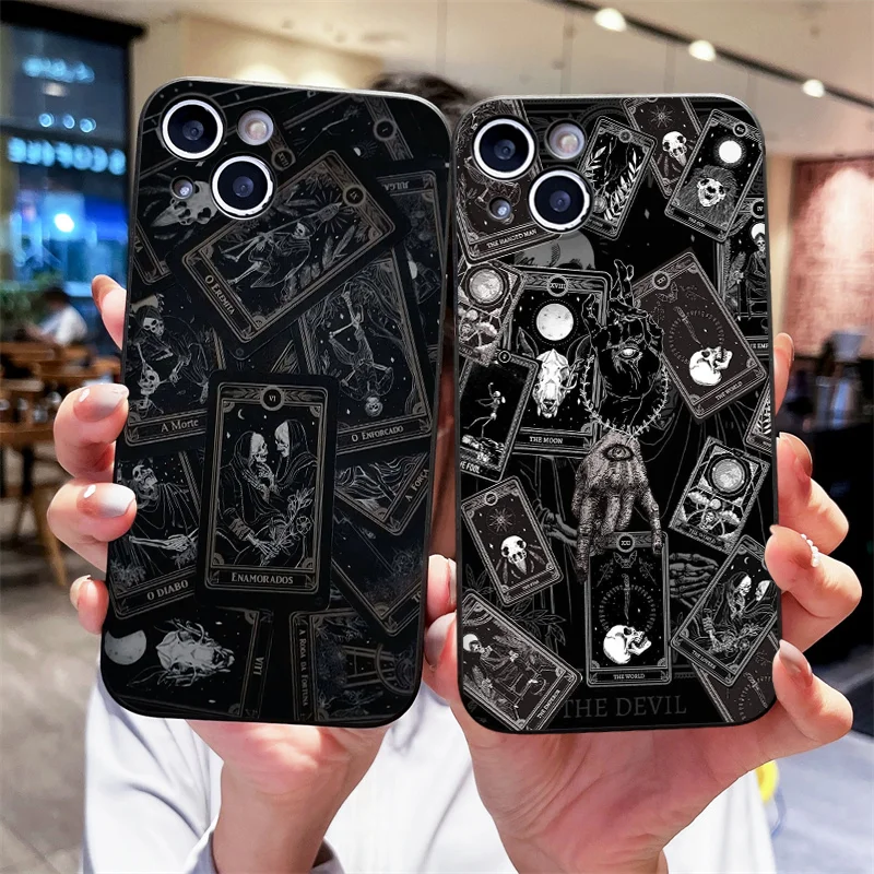 Funda de Teléfono con Estampado de Esqueleto y Cartas del Tarot Gótico Vintage para Huawei Nova 13 12 11 Pro 10 SE P60 P40 Mate 40 50 60 Pro+, Funda Suave