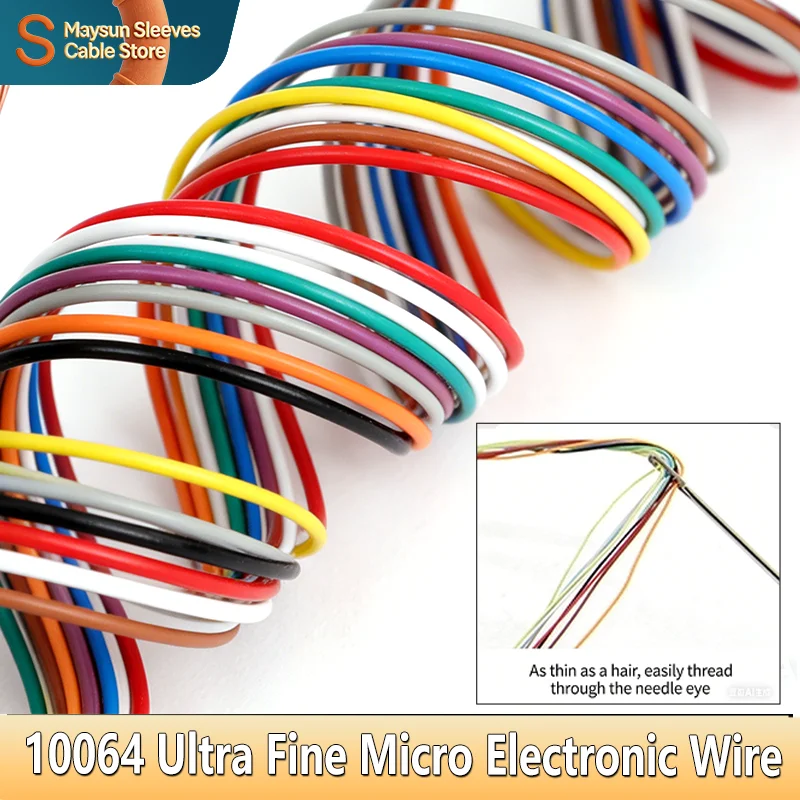

10064 Ultra Fine Micro Electronic Wire 40~26AWG FEP Insulated Tinned Copper Cable for DIY Soldering Electrical Repair Projects
