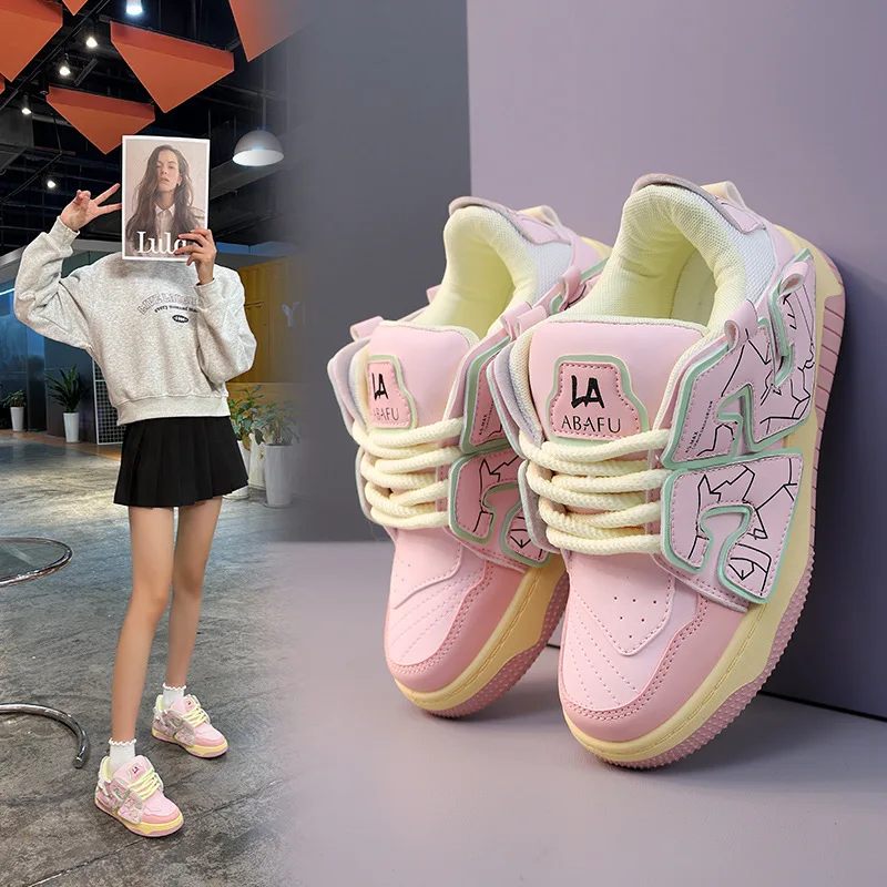 2023 New Casual Heightening Women's Sports Thick Sole Shallow Mouth Soft Sole Autumn Versatile Student Flat Sole Board Shoes