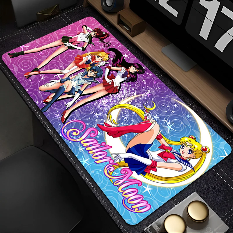 Alfombrilla de ratón colorida S-Sailor Moon Lockedge, accesorios grandes XXL para juegos, alfombrilla para teclado y ratón para ordenador, alfombrilla para ratón de escritorio para regalo