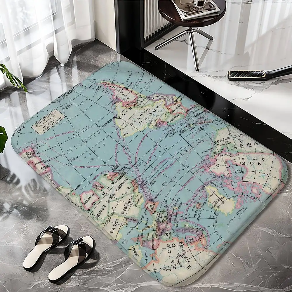 

Map Airplane Floor Mat Printed Large Carpets Room And Bedroom Carpets Bathroom Anti Slip Door MATS Small Carpets