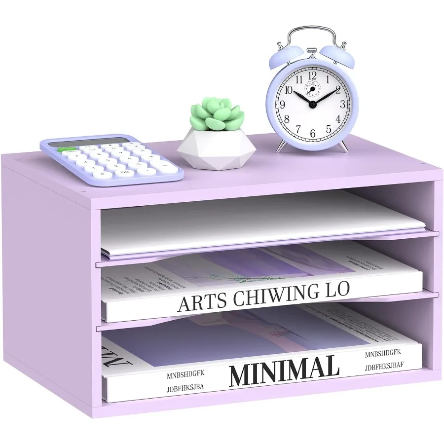 SUPEASY Wood Desk Organizer 3 Tier Paper File Organizer for Desk Wooden Desktop Organizer Paper Letter Literature Mail Sorter f