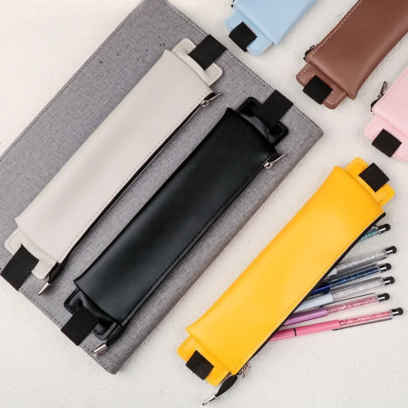 PU Leather Elastic Buckle Pencil Cover Sleeve Case for Book Notebook Pens Holder Bag Sleeve Touch Screen Pen Organizer Bag