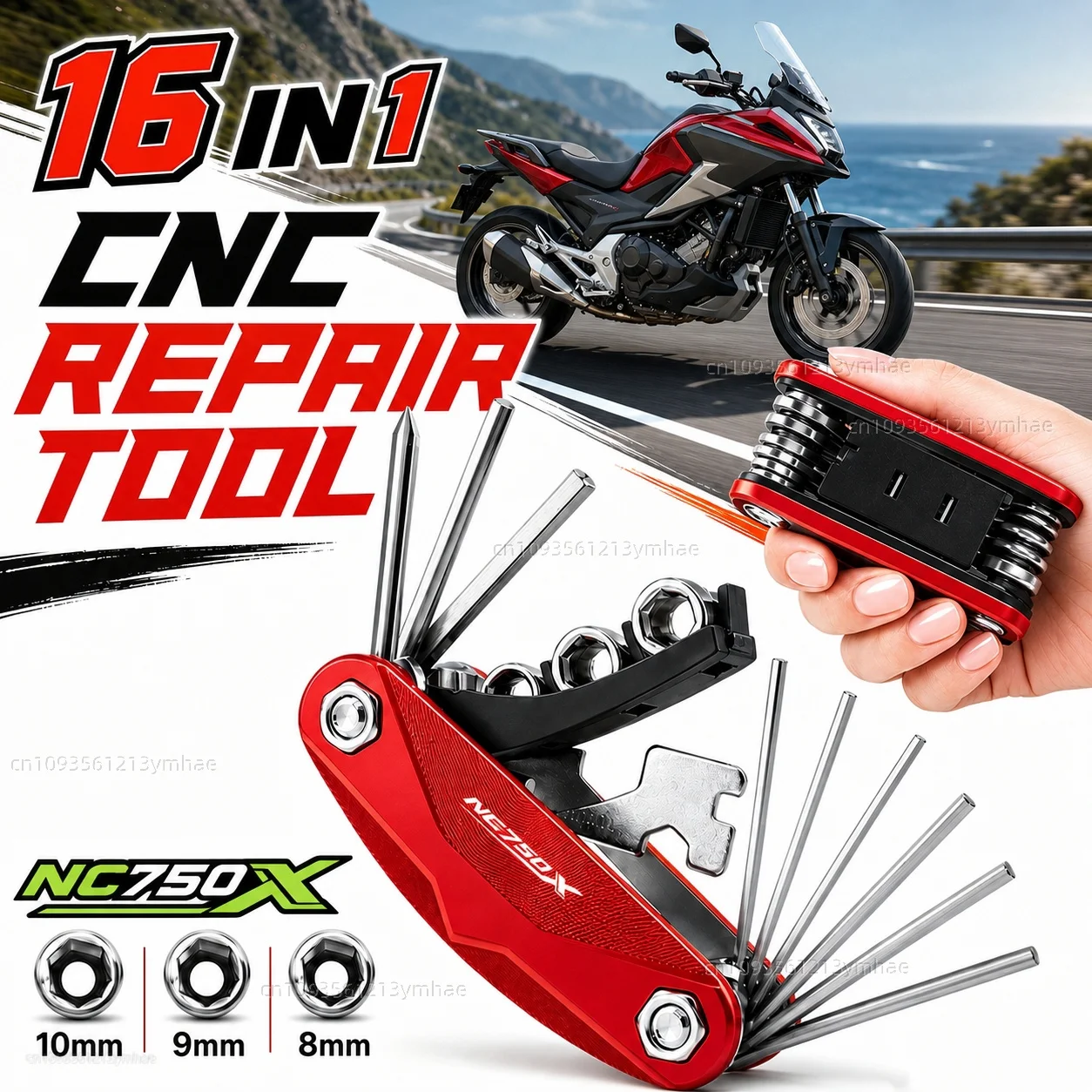 Für HONDA NC750X NC 750X NC750 X 2014-2020 Motorrad-Werkzeug-Reparaturset Multifunktionaler Schraubendreher Schraubenschlüssel Sechskantschlüssel-Set Tragbar