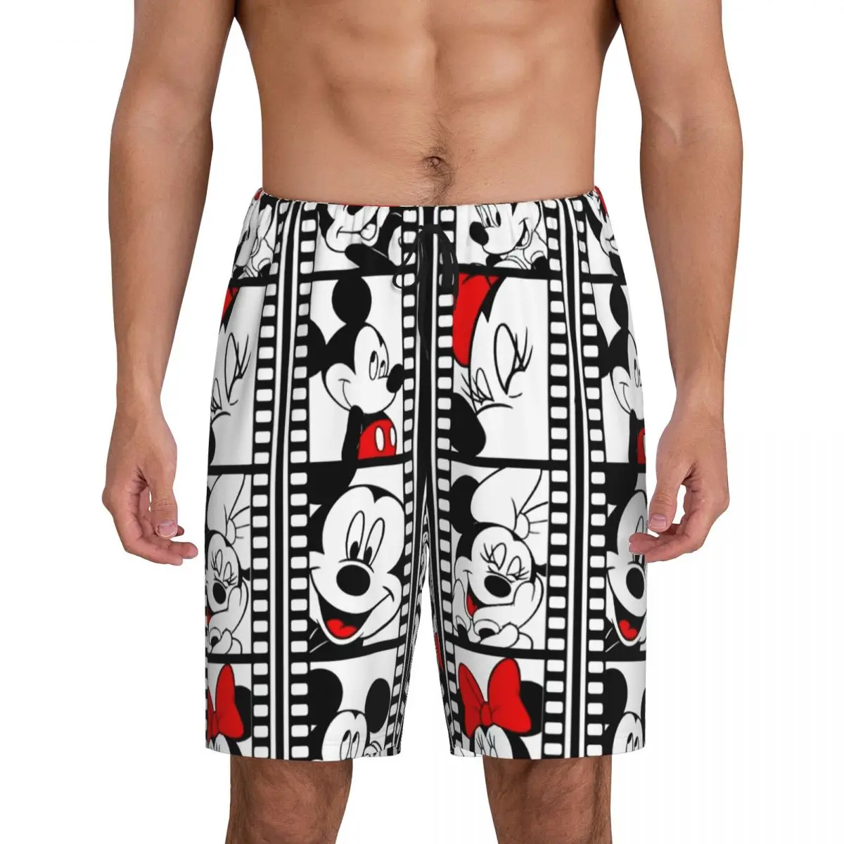 

Custom Mickey Mouse Pajama Bottoms Men's Lounge Sleep Shorts Stretch Sleepwear Pjs with Pockets
