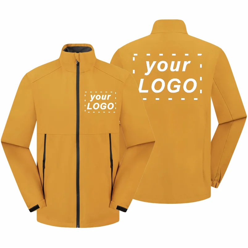 Outdoor Waterproof And Windproof Stand Collar Jacket Custom Printed Embroidery Company Logo Outdoor Camping Fishing Jacket 4xl