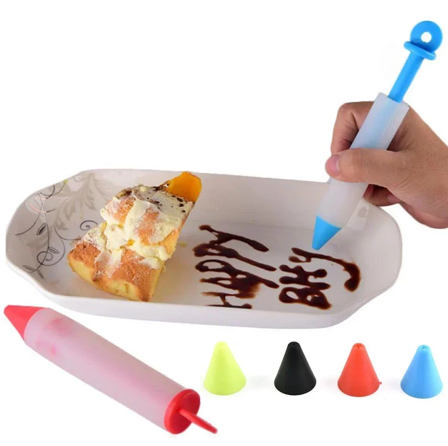 Silicone Food Writing Pen Chocolate Decorating Tools Cake Mold Cream Cup Cookie Icing Piping Pastry Nozzles Kitchen Accessories