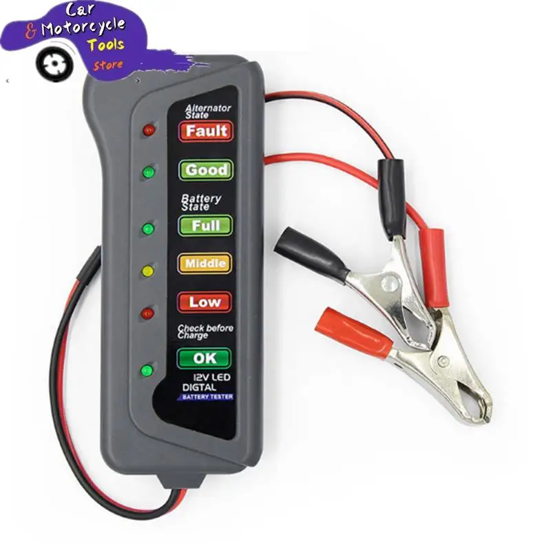 1PC Hot Sale Mini 12V Car Battery Tester Digital Alternator Tester 6 LED Lights Display Car Diagnostic Tool For Car