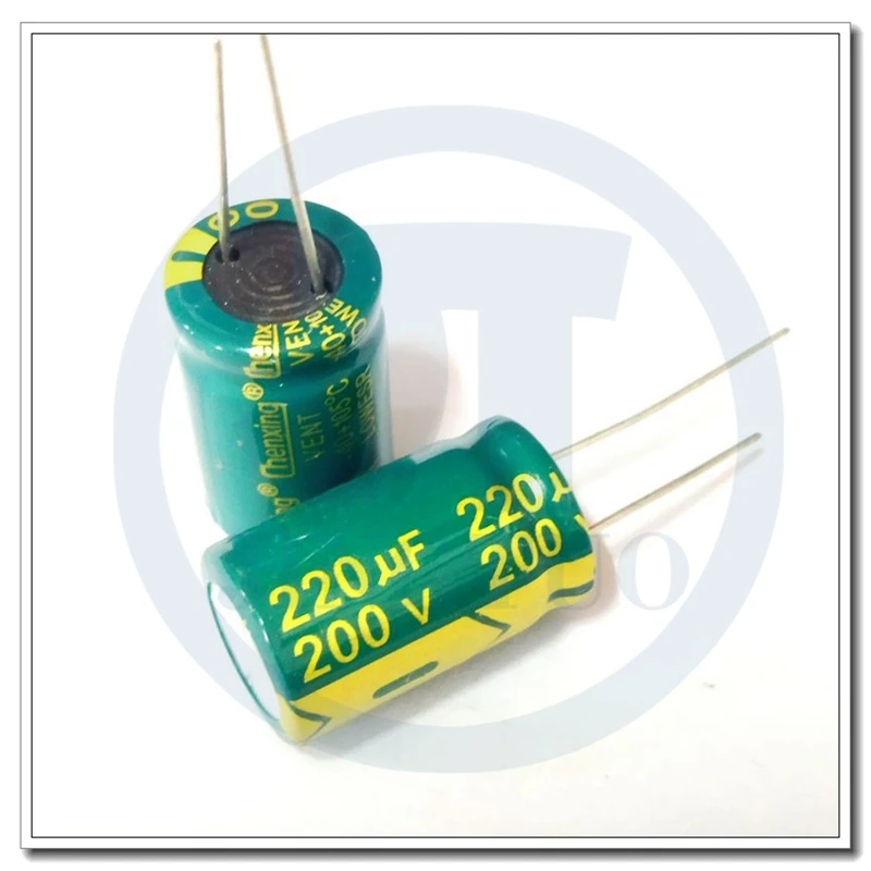 مكثف كهربي شعاعي من الألومنيوم ، 220UF200V ، 200V220UF ، 220MFD ، 200WV ، 16x25 ، 2