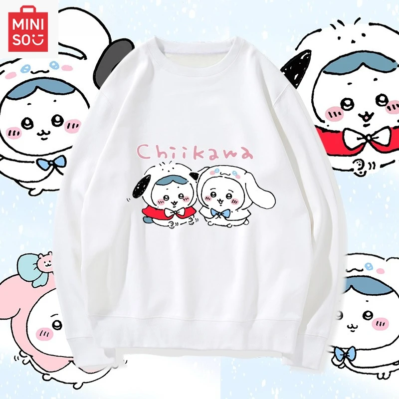 

MINISO collaboration chiikawa printed sweatshirt, long-sleeved loose, cartoonish, casual and cute for girls and boys