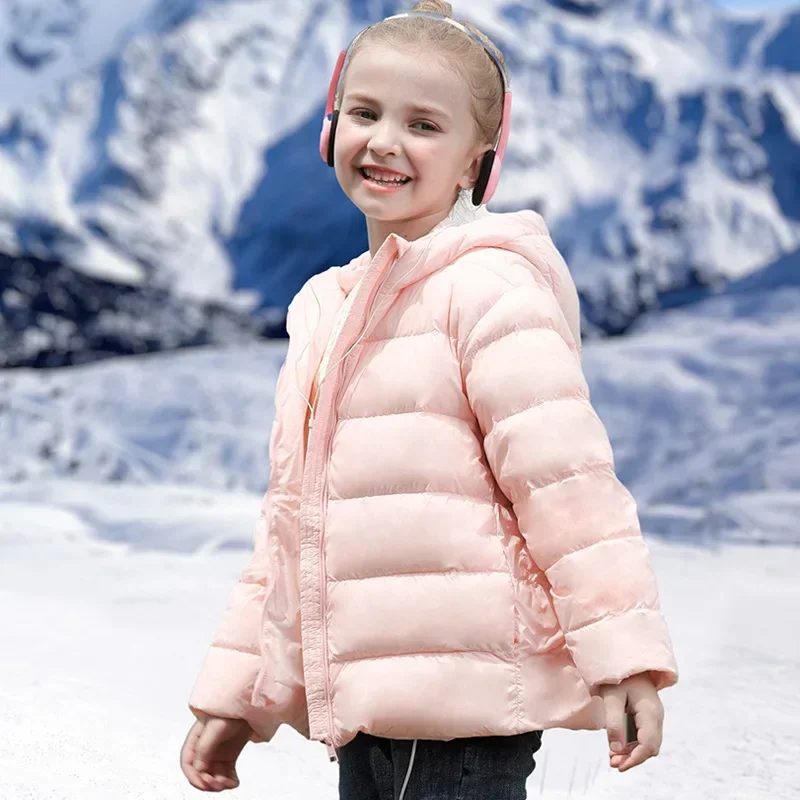 Waterproof Autumn Winter Baby Girls Parkas Pink Purple Black Zipper Hoodies Coats Toddler Cardigans Warm Kids Outwears