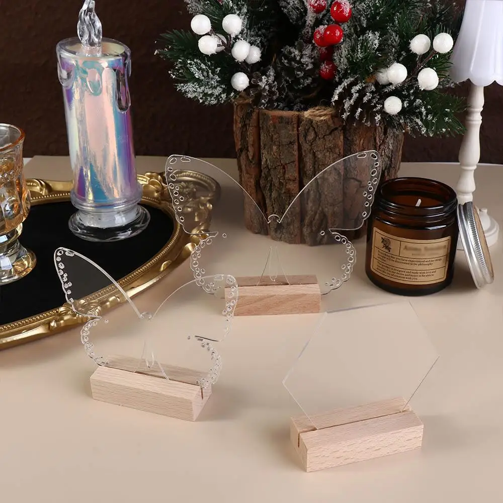 

Round/Butterfly/Hexagon with Base Table Number Sign Menu Display Frame Table Number Plate Card Display Stand