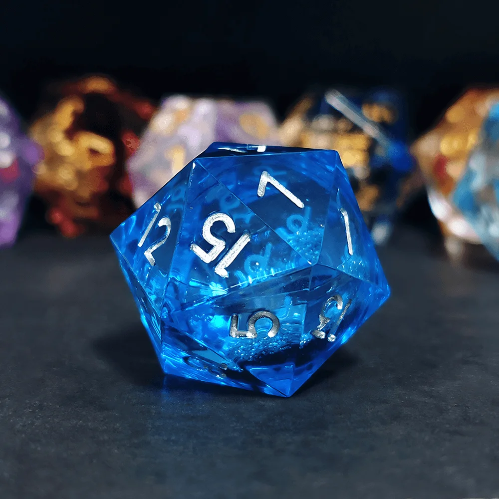 1 Piece 22MM Sharp Resin Material D20 Transparent Pattern Inside for Home and KTV Tabletop Games Toys