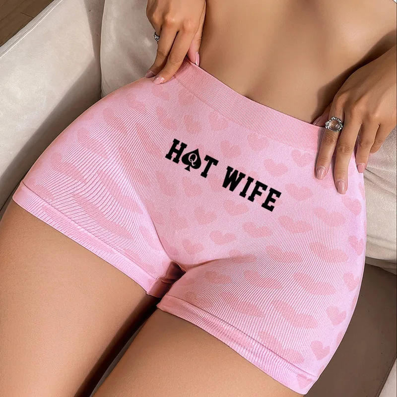 HOT WIFE Queen of Spades Womens Sexy Underwear Love Heart Pink Knitting Box Female High-waisted Comfortable Breathable Panties