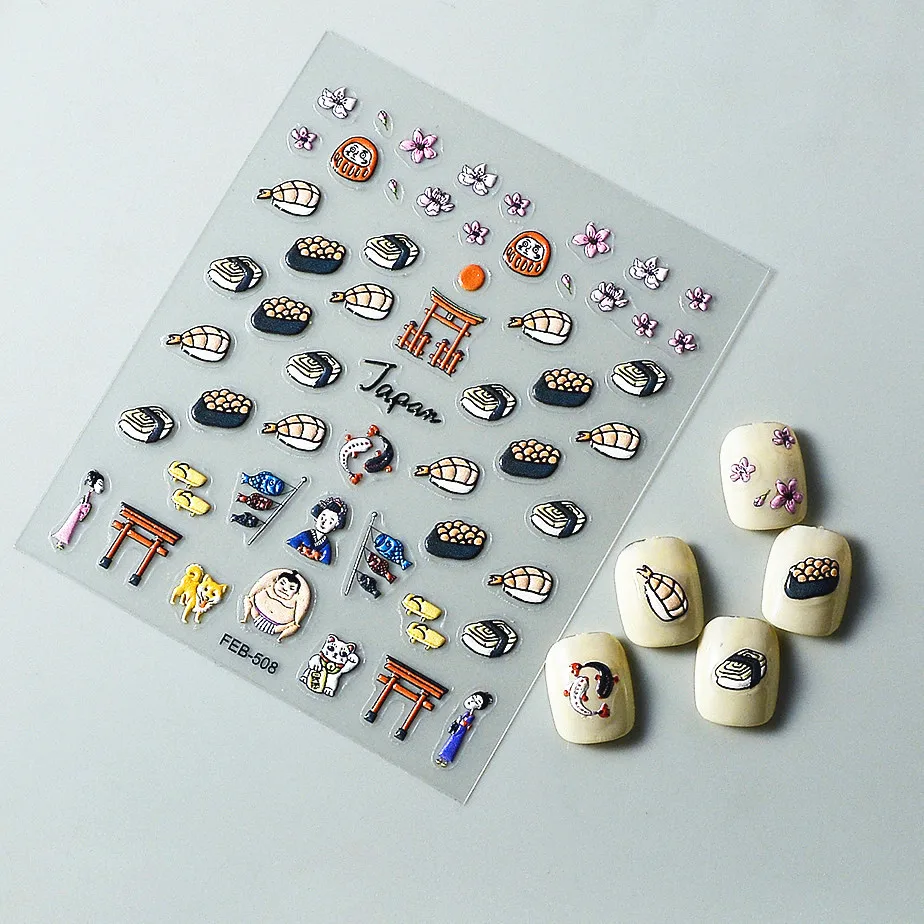 Japan Styles 5D Nail Stickers Deco Ongles Nail Art Autocollants Pour Ongles