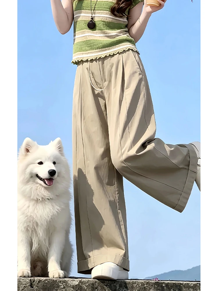 Unique Beautiful Early Summer Ladies Lazy Style Striped Knitted Top Casual Wide Leg Pants Two Piece Set Comfortable Breathable view 5