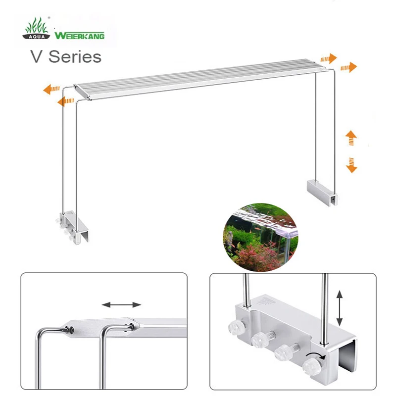 WEEK AQUA Aquarium Fish LED Lighting Bracket V Series WRGB Full-spectrum Water Plant Accessory Fishing Tank Lamp Akvarium Shrimp