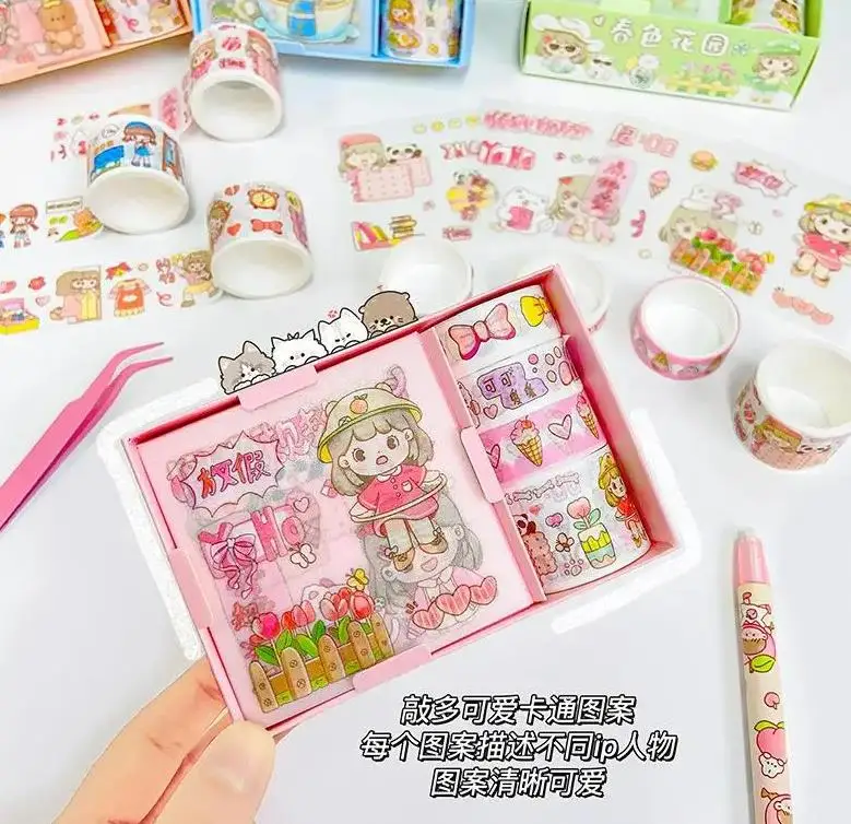 Sanrio Hello Kitty Handbook Sticker Toys Kuromi My Melody Paper Tape Decorative Materials Student Stationery DIY Stickers