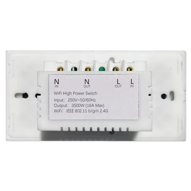 Durable Dual 16A 250V High Power Switch Italy Standard 142x70mm Touch Glass Panel for Smart WiFi Boiler Water Heater