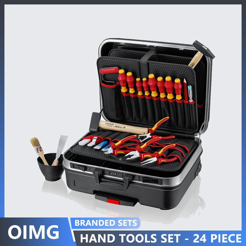 Hand Tool Set - 24 Piece Set Wrench Electrical Carrying Case Insulated Carrying Case High/Low Temperature Resistant