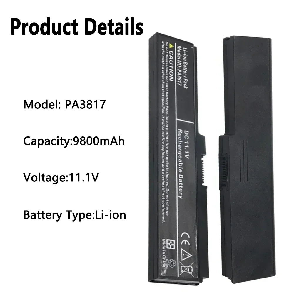 Laptop Battery For Toshiba Satellite A660 C640 C650 C655 C660 L510 L630 L640 L650 U400 PA3817U-1BRS PA3816U-1BAS