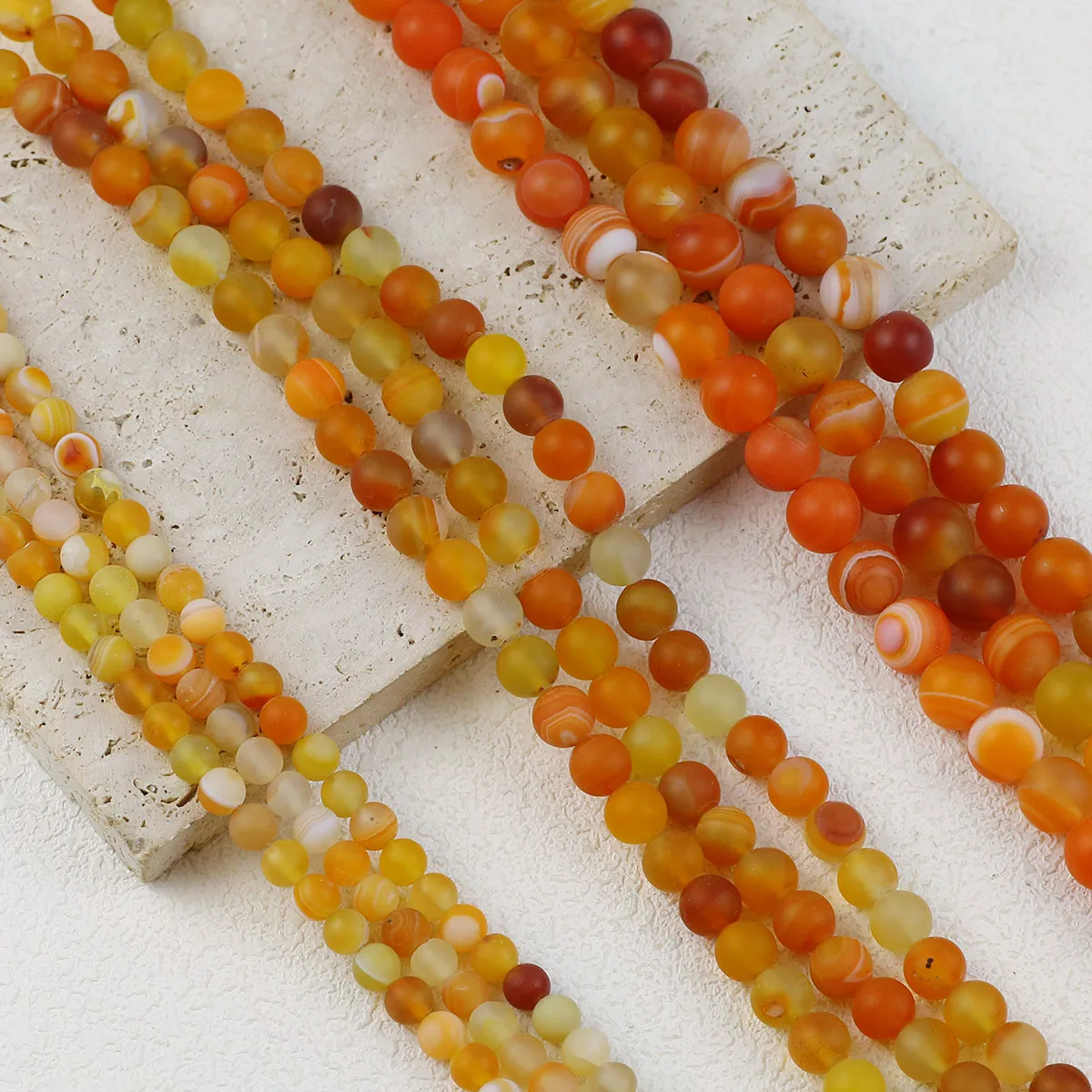 Natural Orang Matte Stripe Agate Gemstones Loose Beads Stone Beads For DIY Jewelry Making Charm Necklace Earring Bracelet 6-10mm